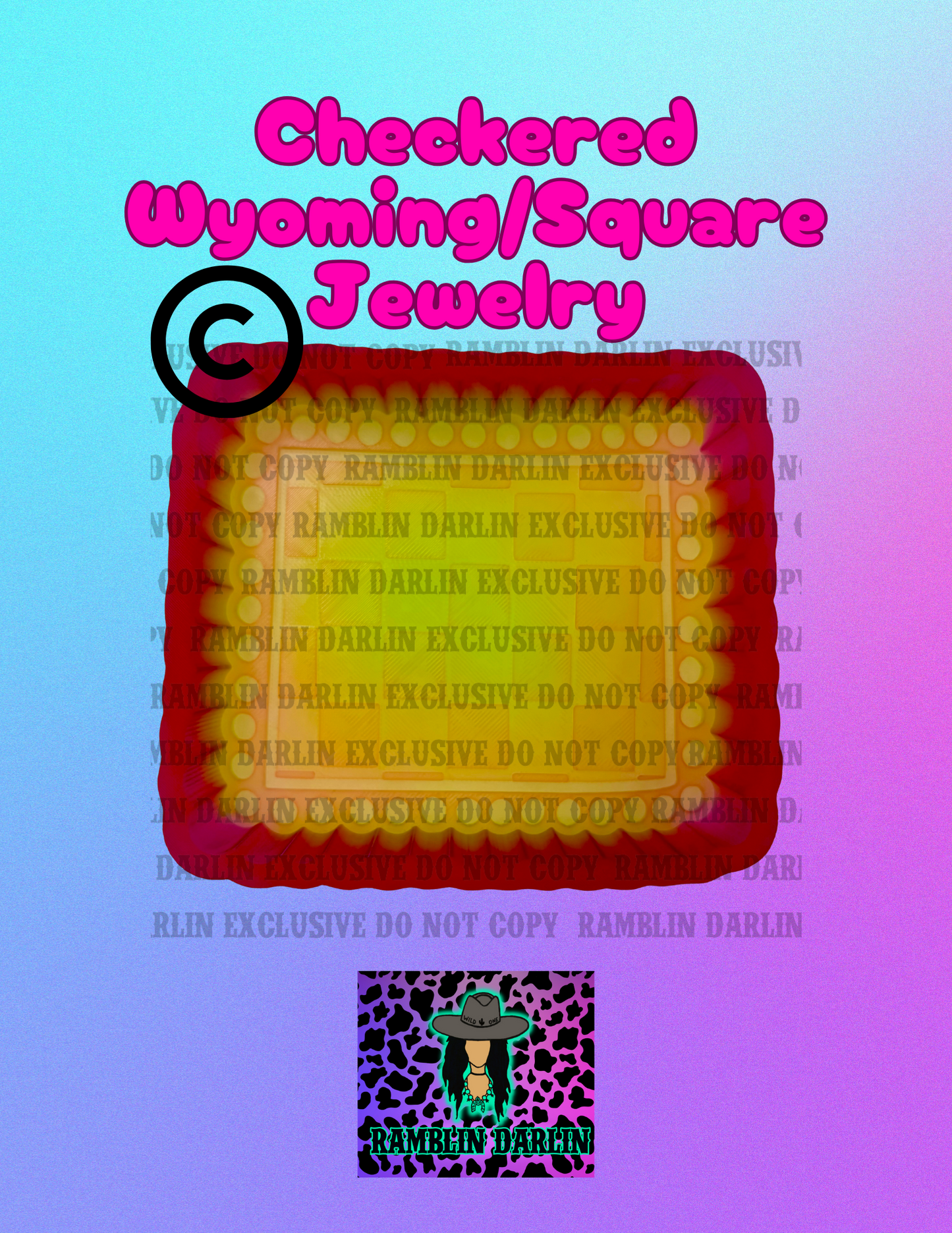Checkered Wyoming/Square Jewelry Mold ©️