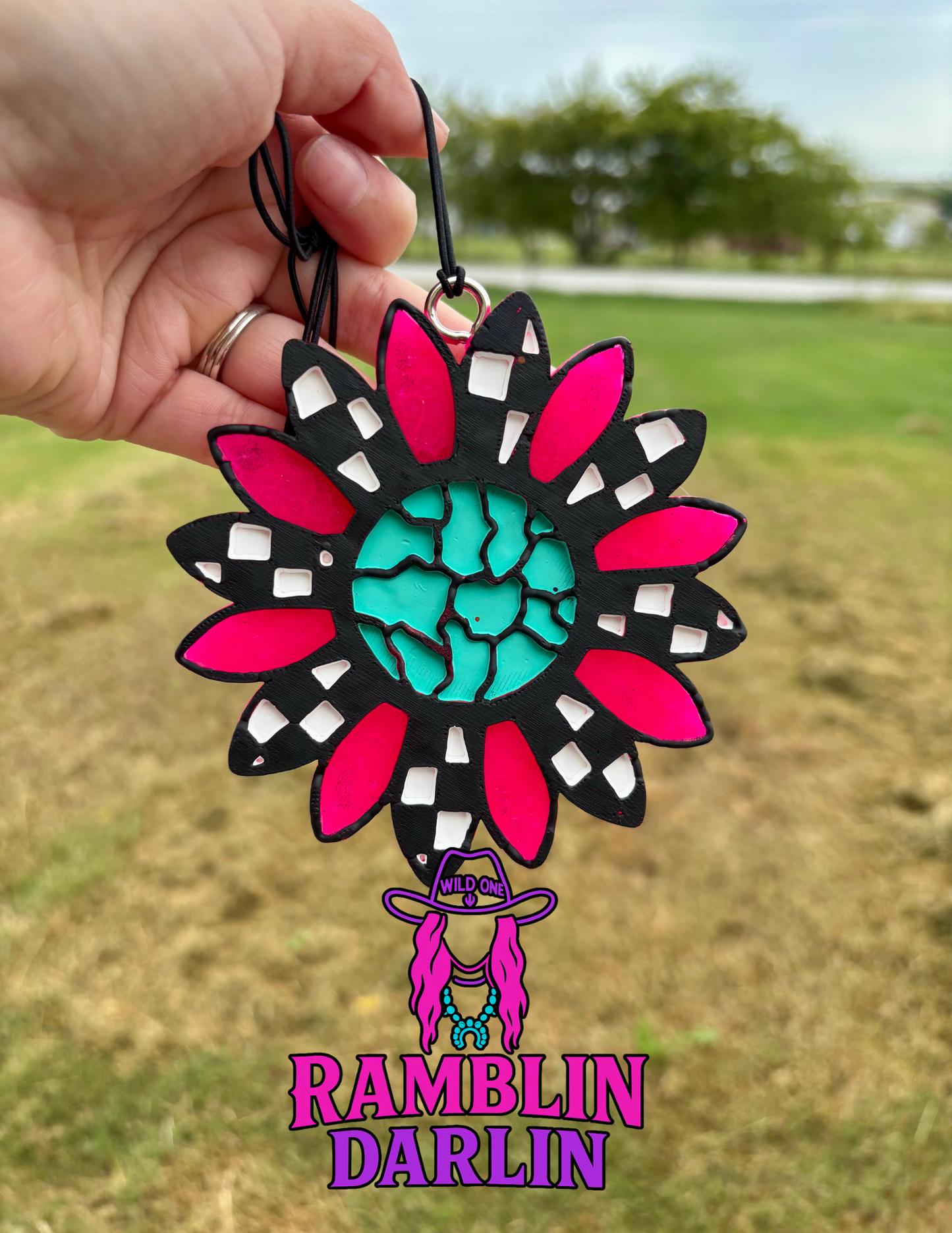 Checkered Turquoise Sunflower Mold ©️