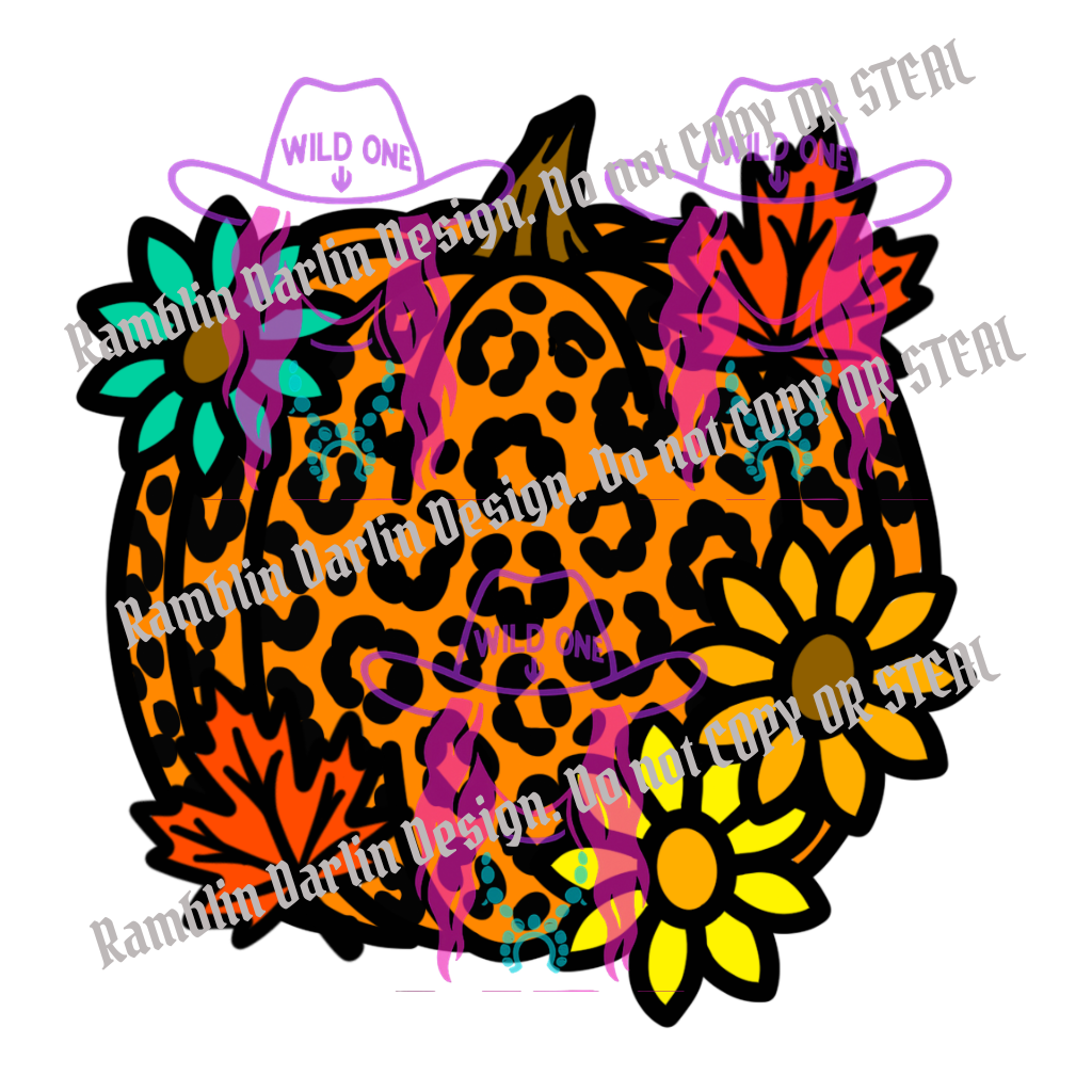 Leopard Print Pumpkin PNG file (download will not be in color)