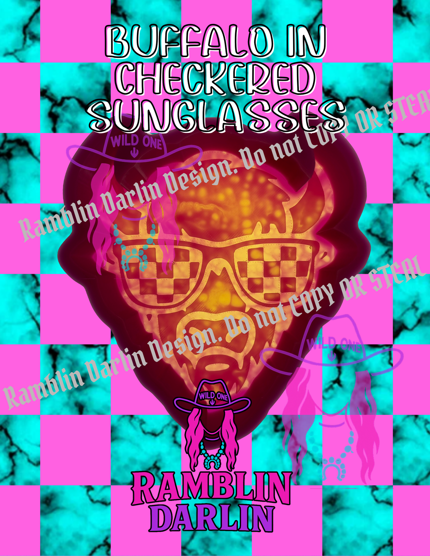 Buffalo in Checkered Sunglasses Mold