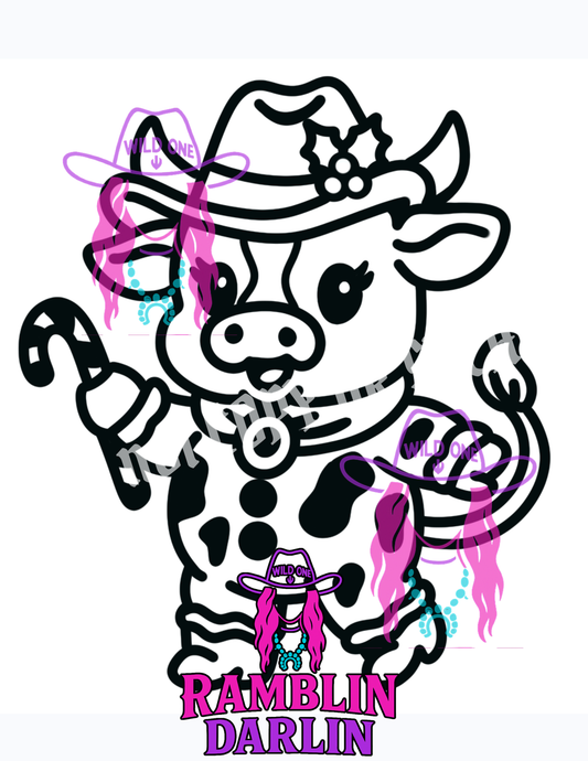 Candy Cane Cow PNG file