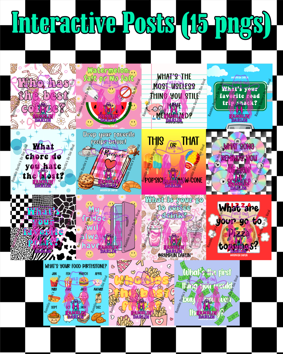 Interactive Posts 1 PNG file (15 pngs)