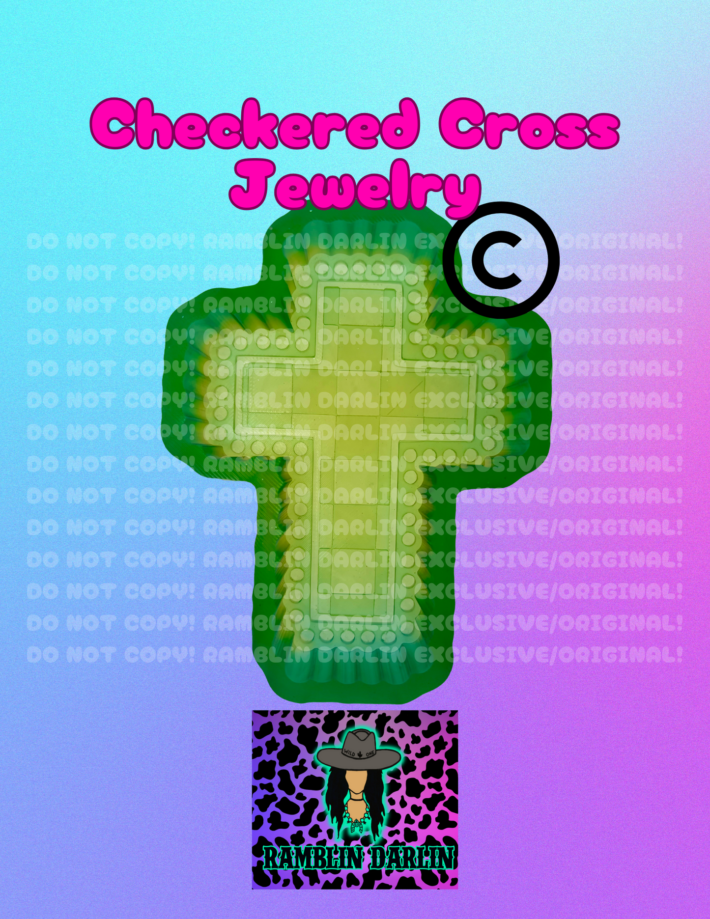 Checkered Cross Jewelry Mold ©️