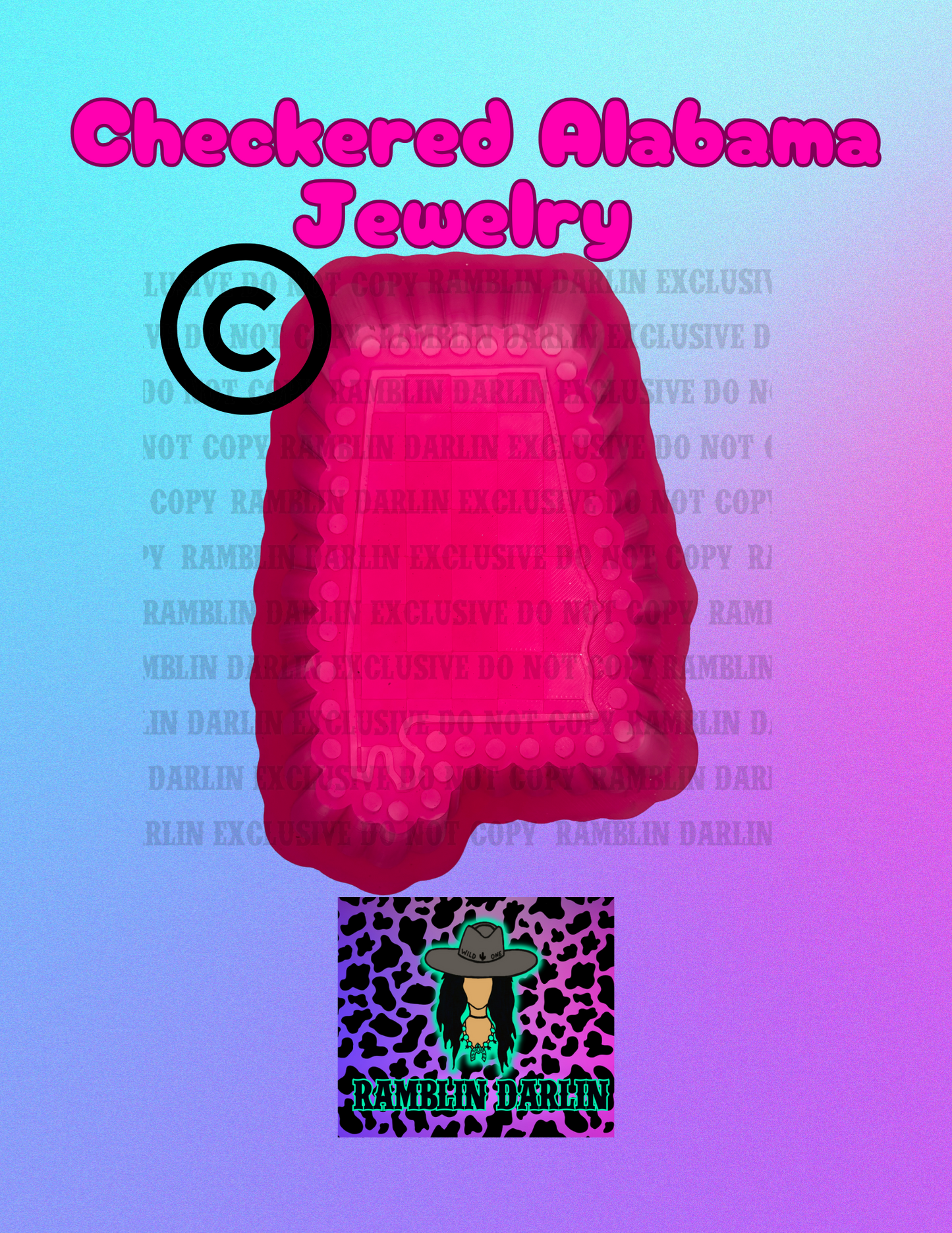 Checkered Alabama Jewelry Mold ©️