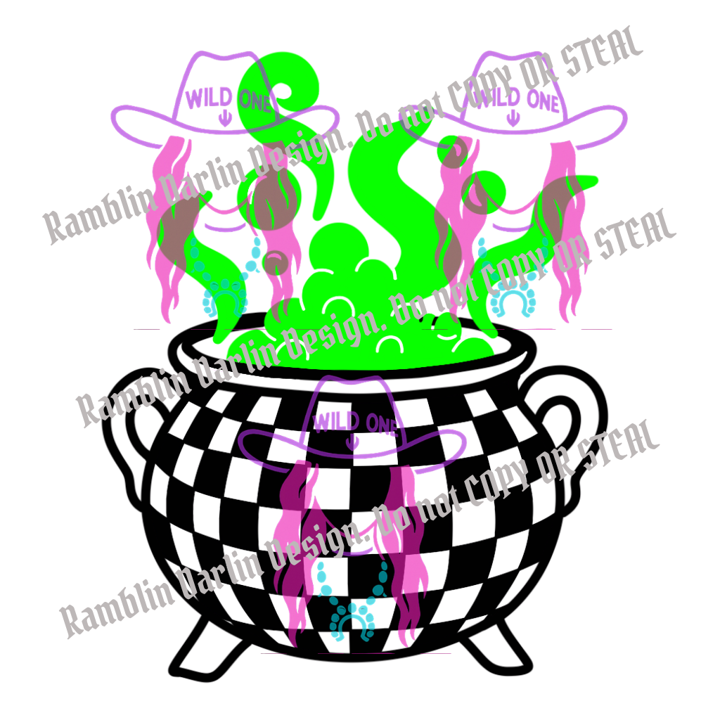 Checkered Cauldron PNG file (download will not be in color)