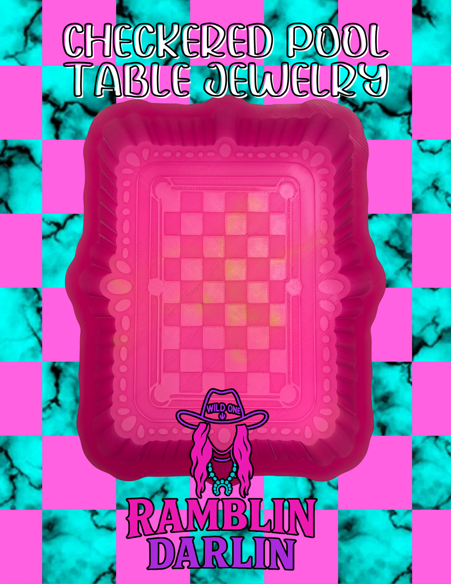 Checkered Pool Table Jewelry Mold ©️