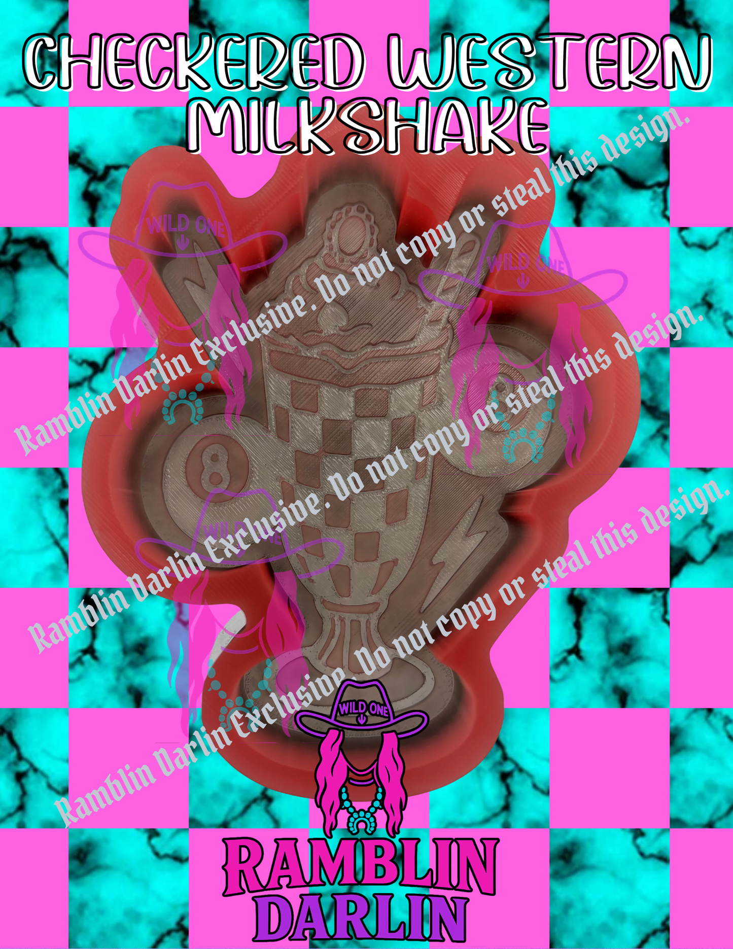 Checkered Western Milkshake Mold