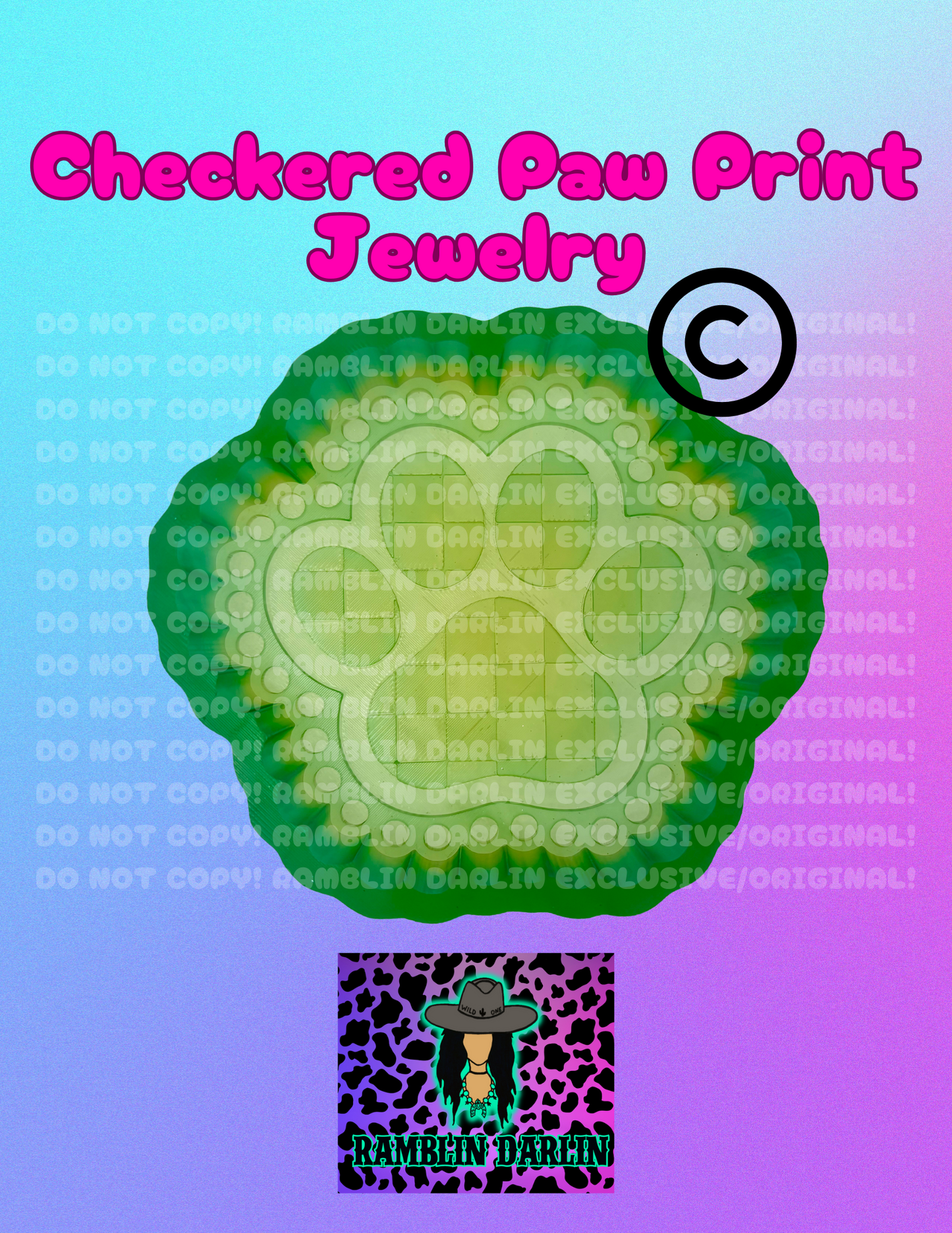 Checkered Paw Print Jewelry Mold ©️