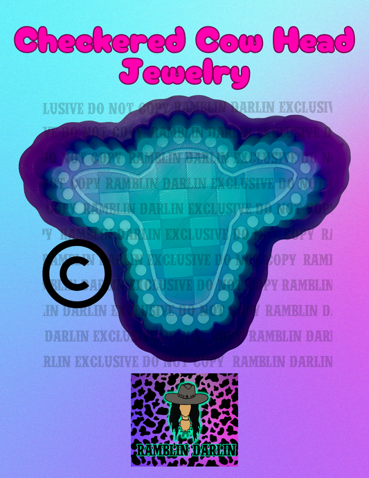 Checkered Cow Head Jewelry Mold ©️