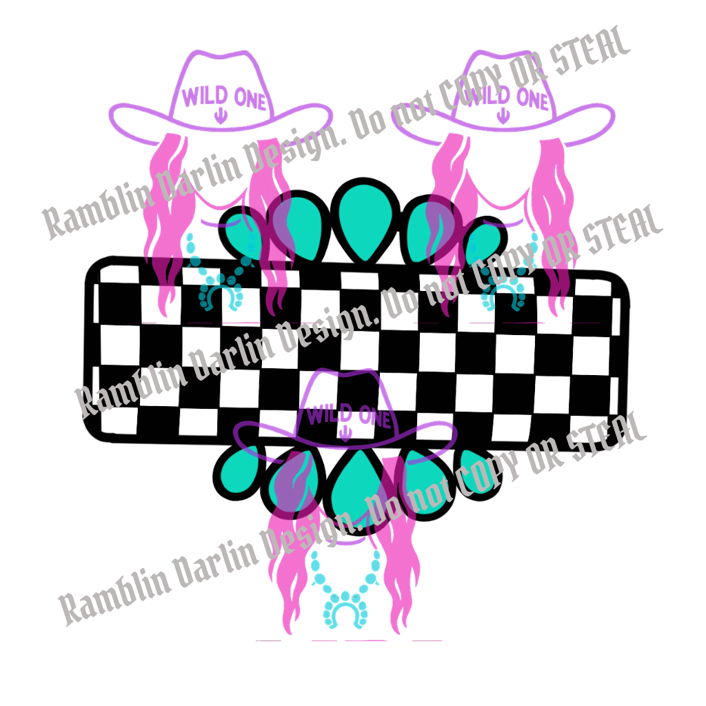 Checkered Turquoise Pendant PNG file (download will not be in color)