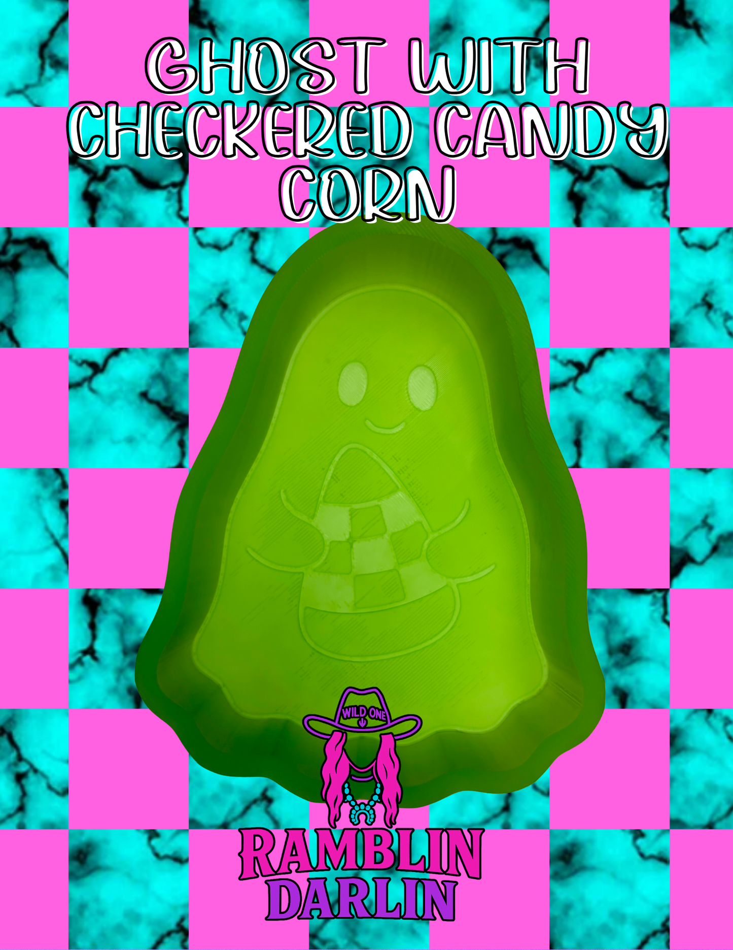 Ghost with Checkered Candy Corn Mold