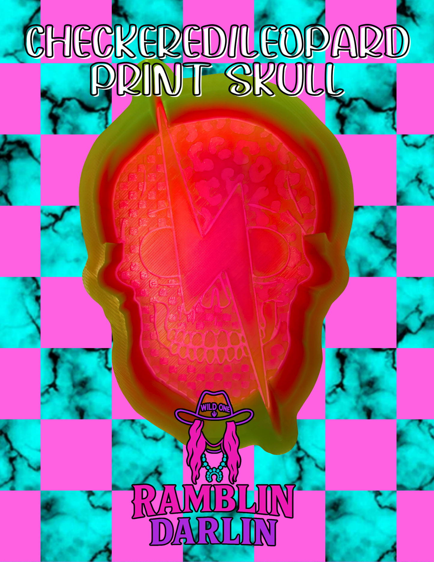 Checkered/Leopard Print Skull Mold