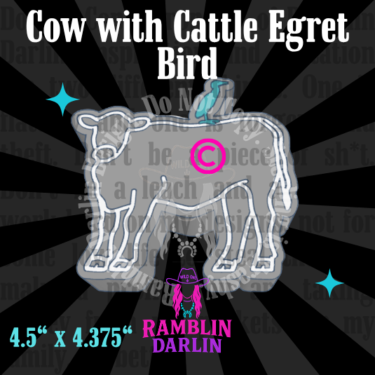 Cow with Cattle Egret Bird Mold©️