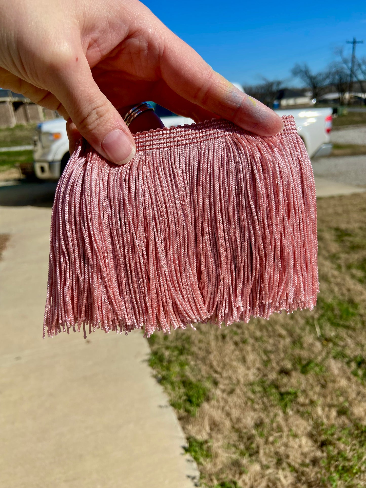 Silver Pink 4” Fringe