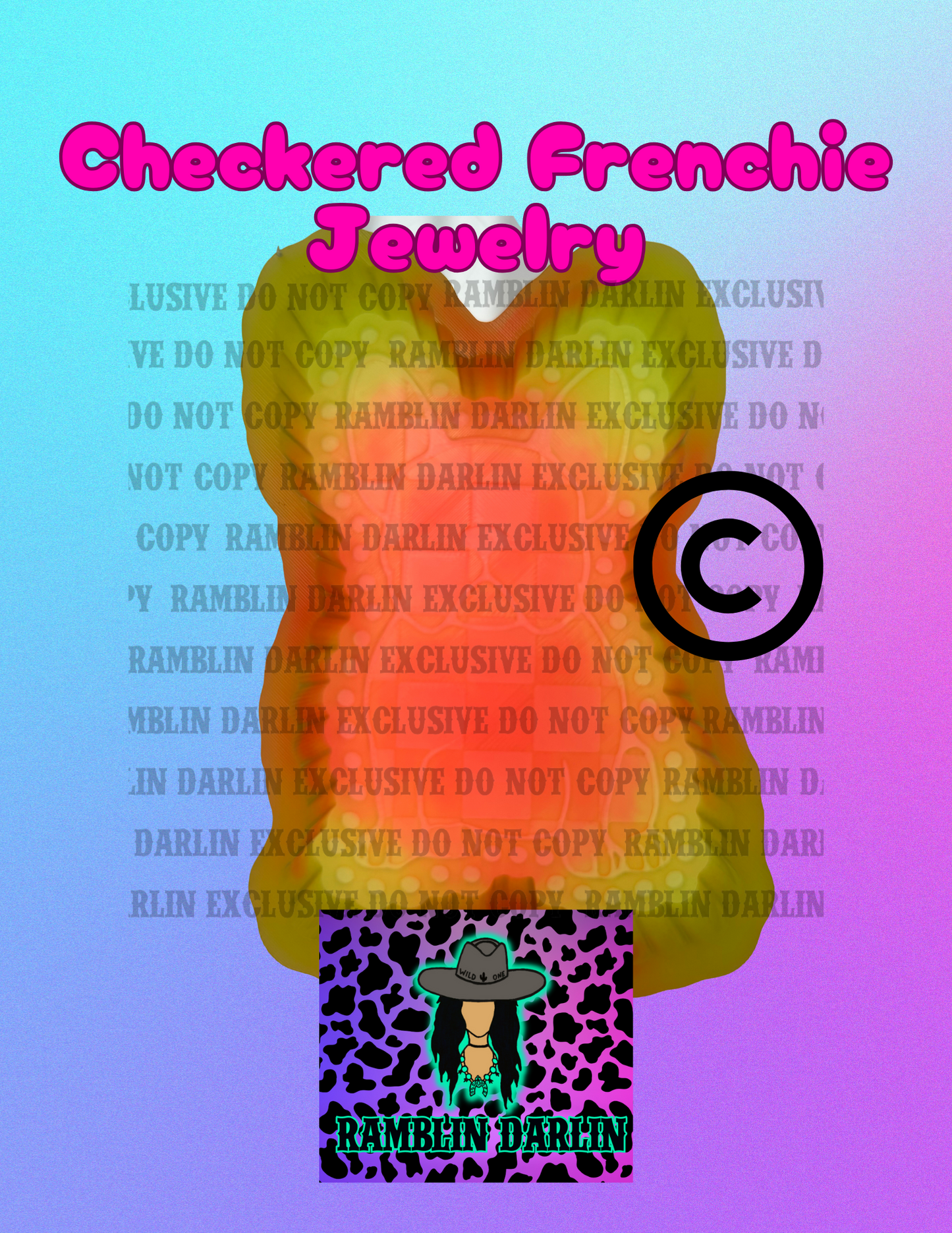 Checkered Frenchie Jewelry Mold ©️