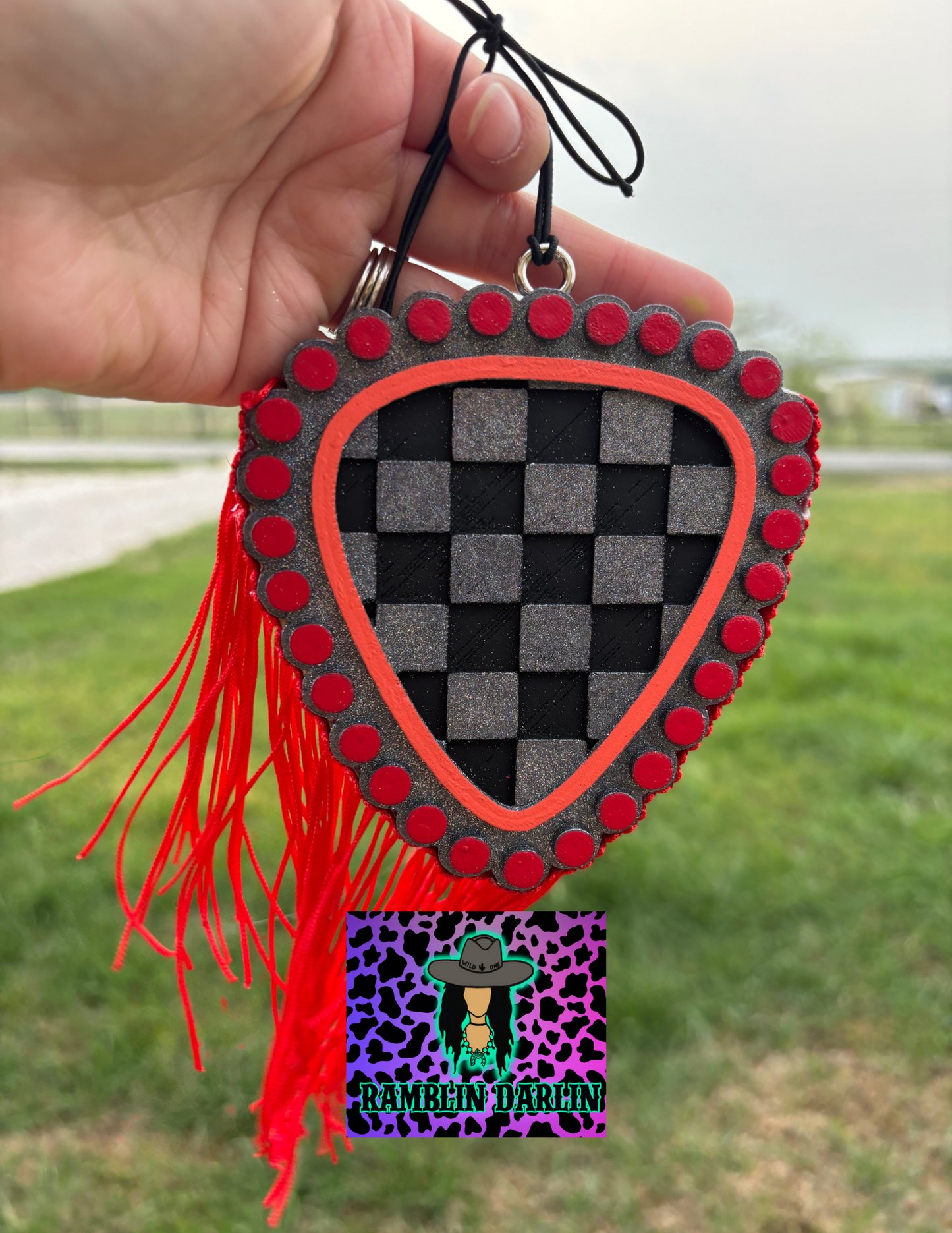 Checkered Guitar Pick Jewelry Mold ©️