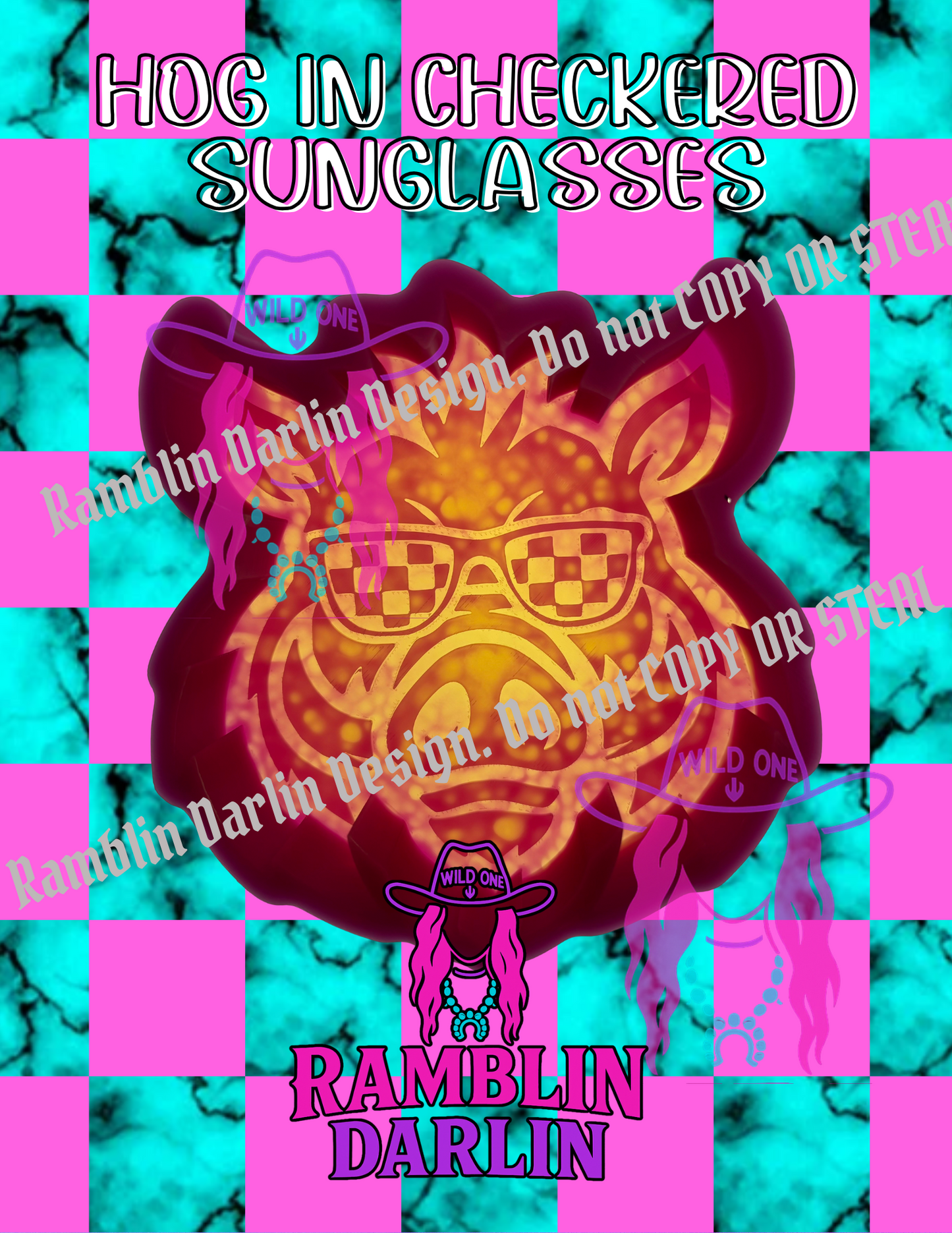Hog in Checkered Sunglasses Mold