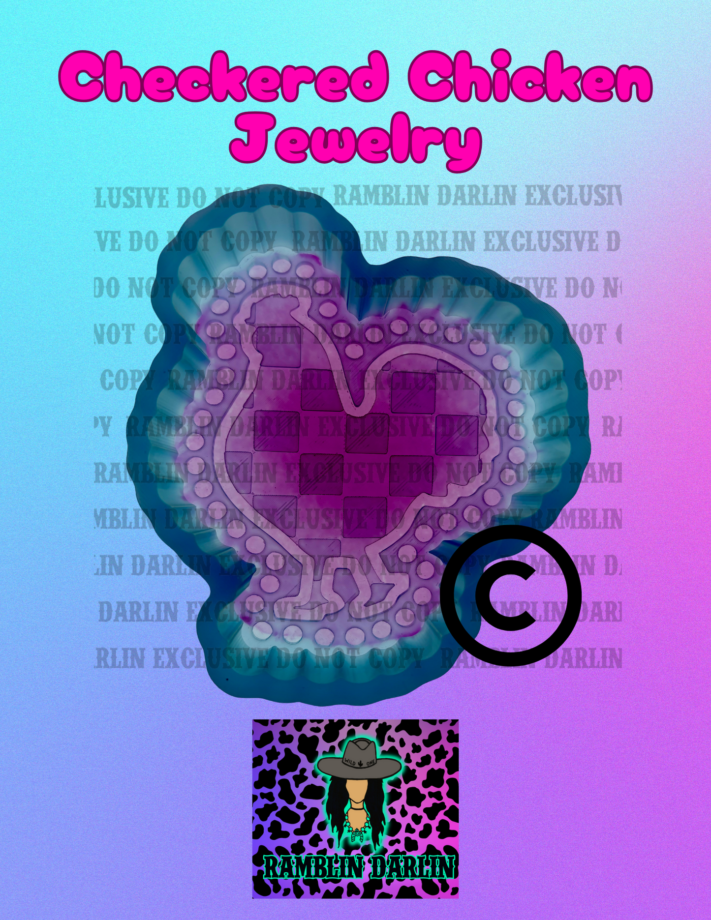 Checkered Chicken Jewelry Mold ©️