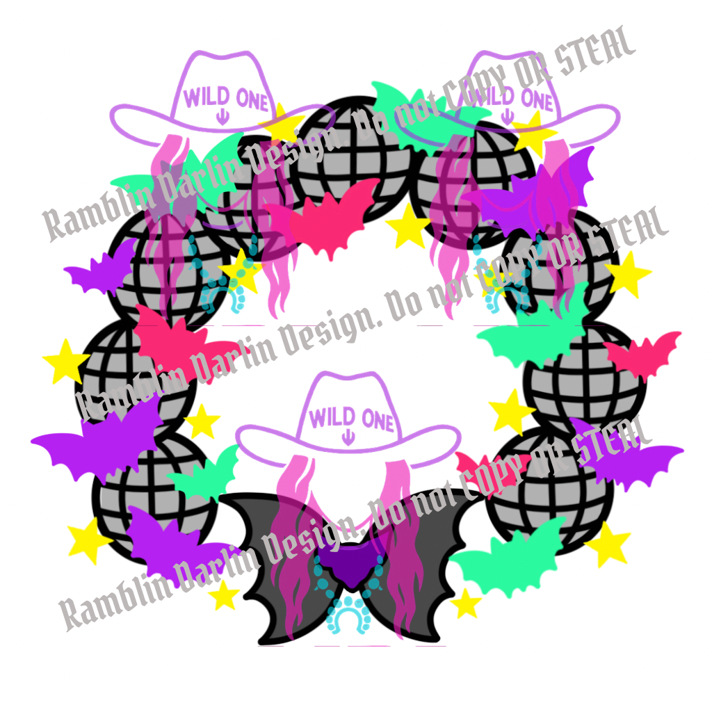 Disco Halloween Wreath PNG file