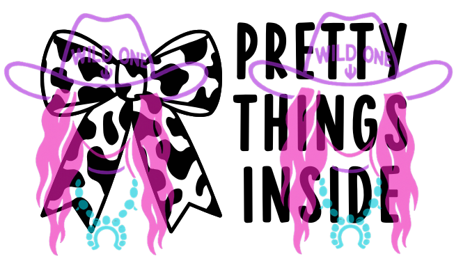 Pretty Things Inside Cow Print Bow 2.25"x 1.25" Thermal Label (qty 100)