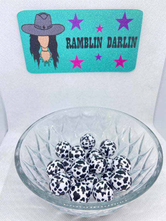 Cow Print Bubblegum Beads (10 per pack)