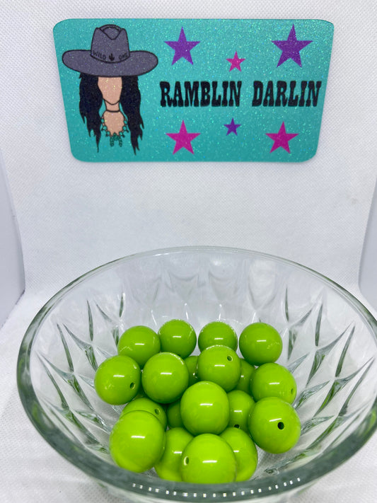 Lime Green Bubblegum Beads (10 per pack)