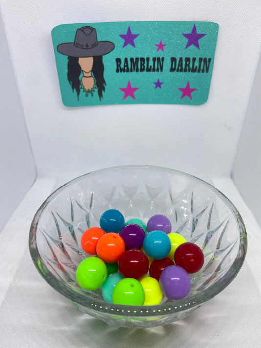 Mixed Neon Bubblegum Beads (10pk)