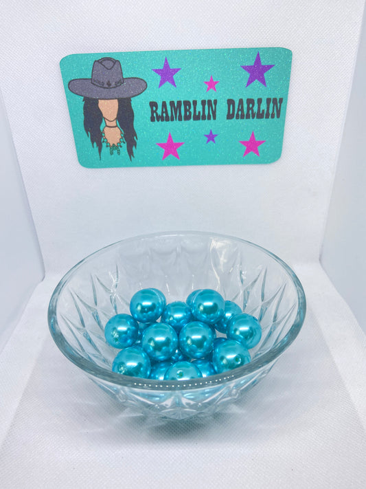 Pearl Blue Bubblegum Beads (10 per pack)