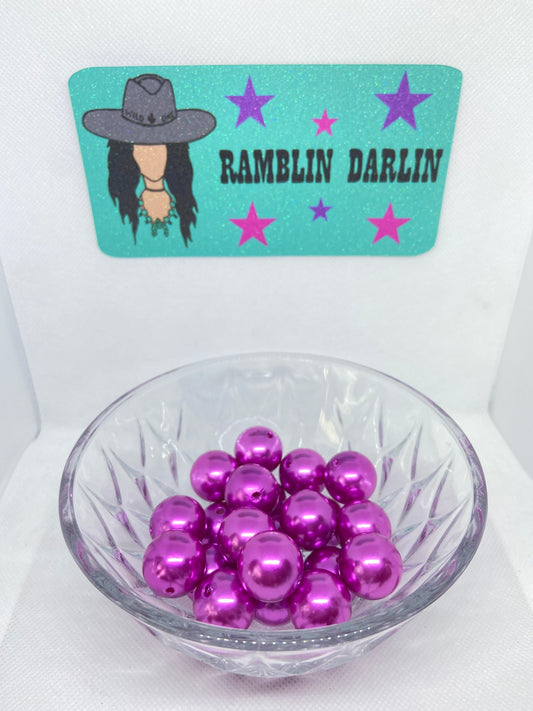 Pearl Rose Pink Bubblegum Beads (10 per pack)