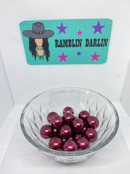 Pearl Wine Bubblegum Beads (10 per pack)