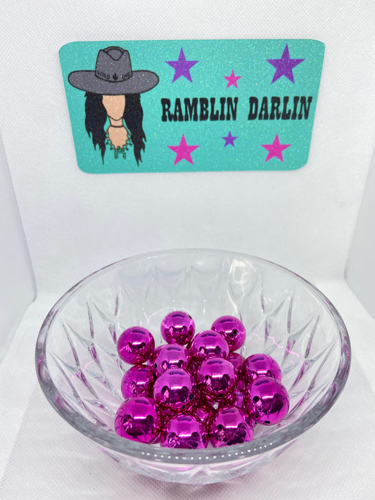 Metallic Pink Bubblegum Beads (10 per pack)