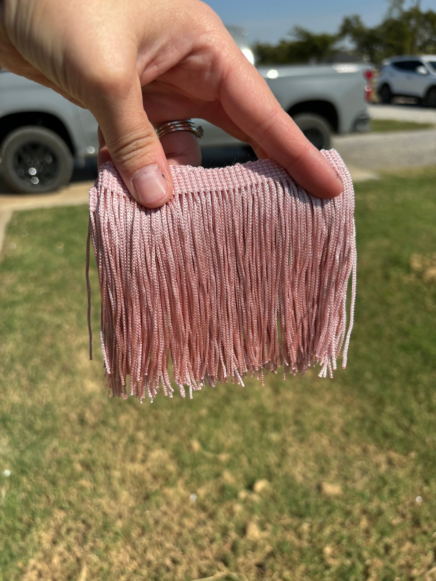 Gray Pink 4” Fringe