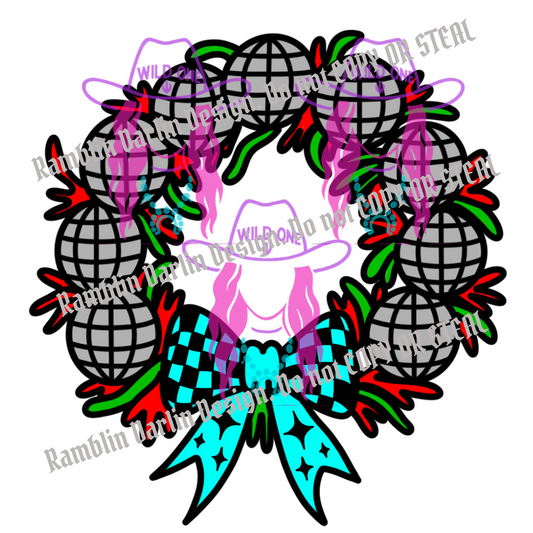 Disco Wreath PNG file (download will not be in color)