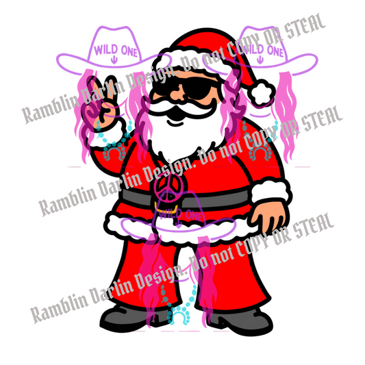 Groovy Santa PNG file (download will not be in color)