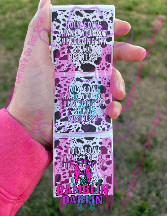 Cow Print Thank You 2"x 2" Square Thermal Label (qty 100)