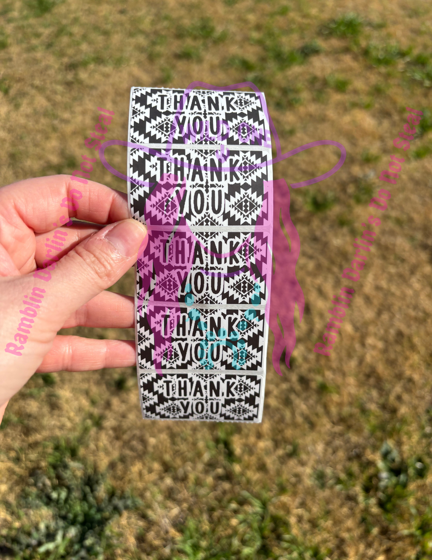 Thank You Aztec Print 2.25"x 1.25" Thermal Label (qty 100)