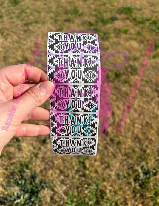 Thank You Aztec Print 2.25"x 1.25" Thermal Label (qty 100)