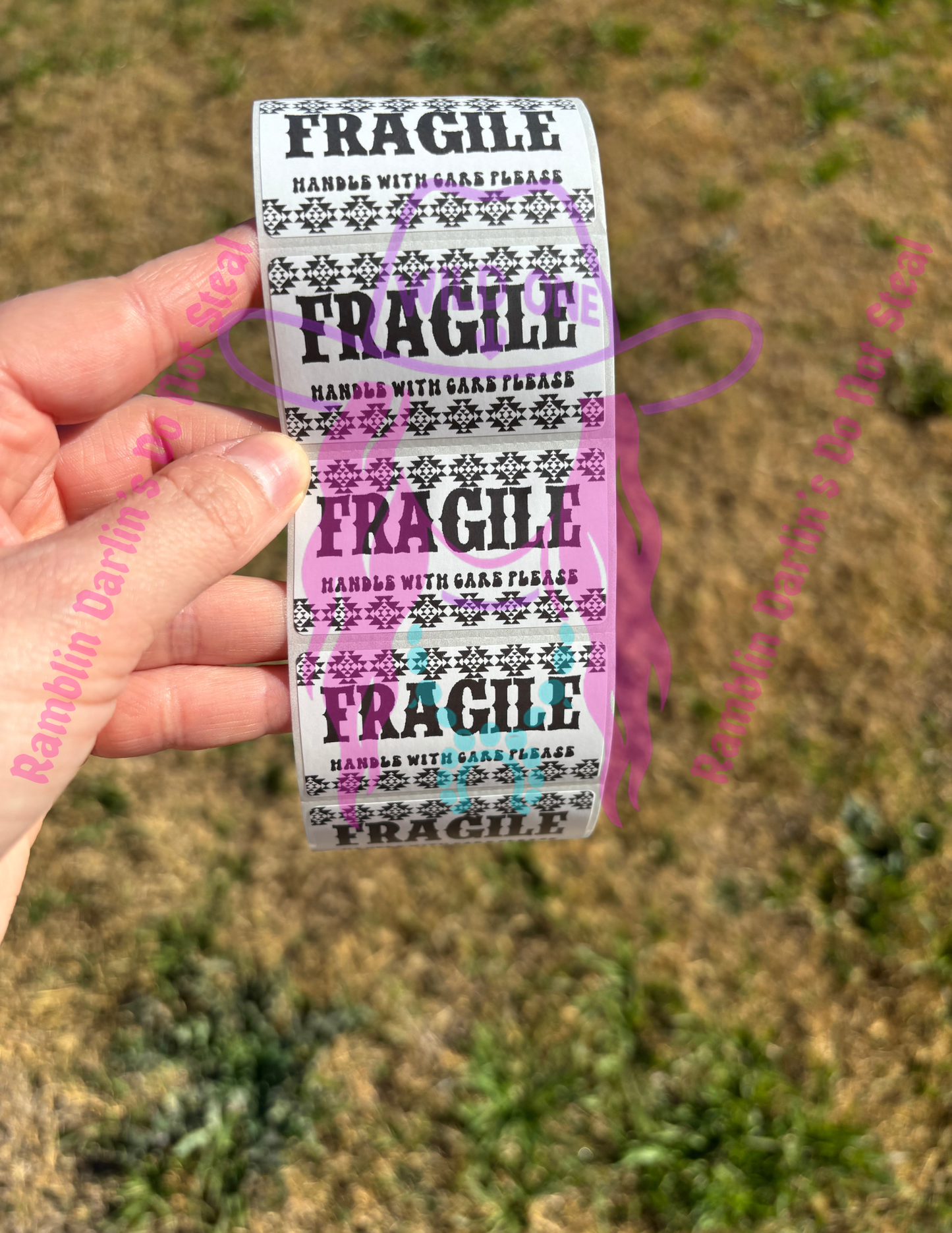 Fragile Handle With Care Please Aztec 2.25"x 1.25" Thermal Label (qty 100)