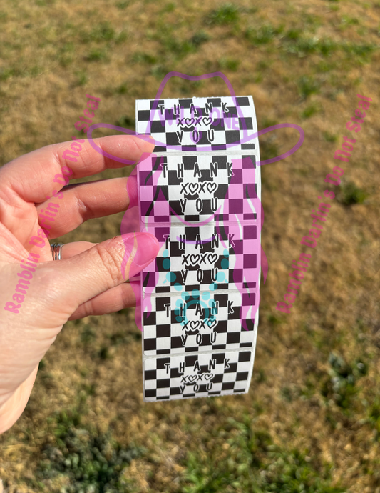 Thank You Checkered 2.25"x 1.25" Thermal Label (qty 100)