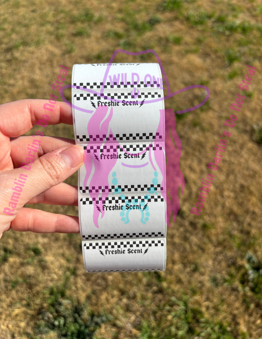 Freshie Scent Checkered 2.25"x 1.25" Thermal Label (qty 100)