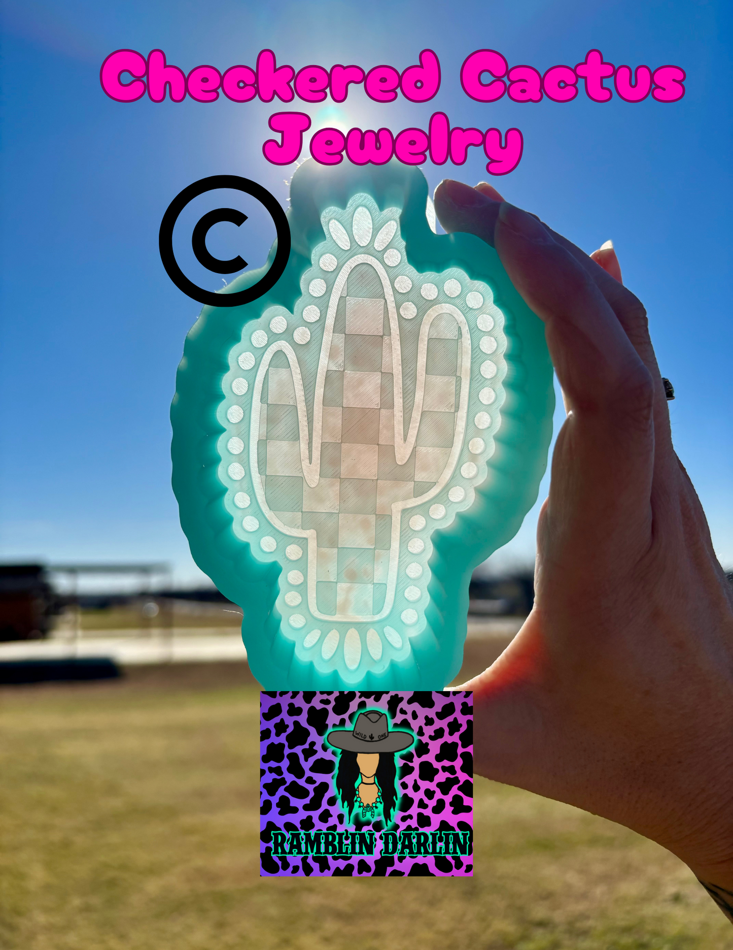 Checkered Cactus Jewelry Mold ©️