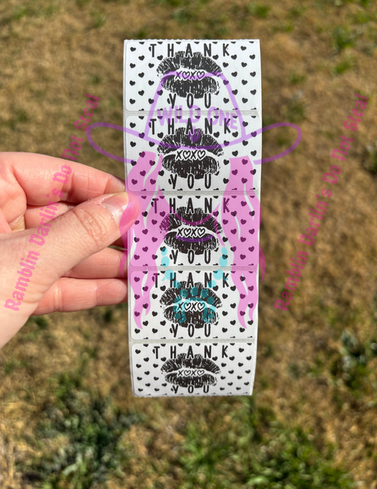 Thank You Heart Print 2.25"x 1.25" Thermal Label (qty 100)