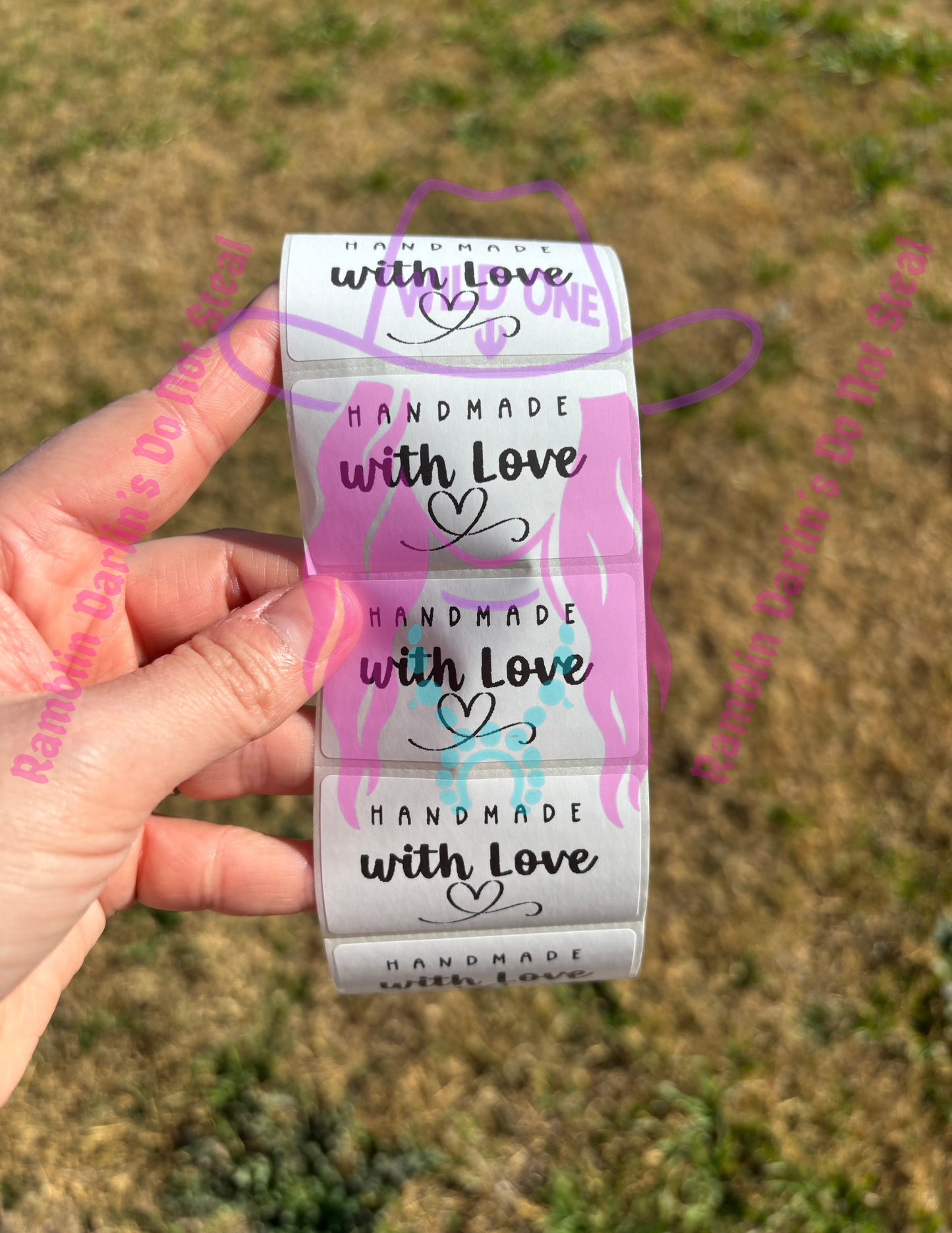 Handmade with Love 2.25"x 1.25" Thermal Label (qty 100)