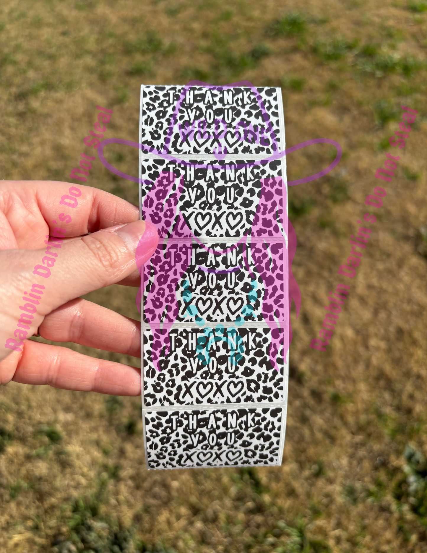 Thank You Leopard Print 2.25"x 1.25" Thermal Label (qty 100)