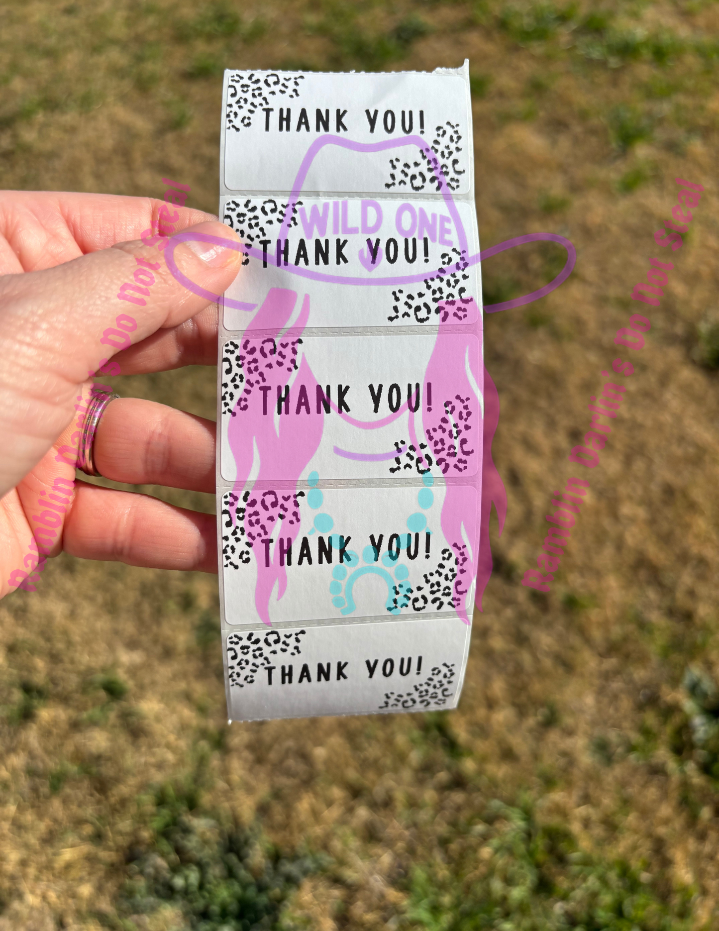 Thank You Leopard Print Corners 2.25"x 1.25" Thermal Label (qty 100)