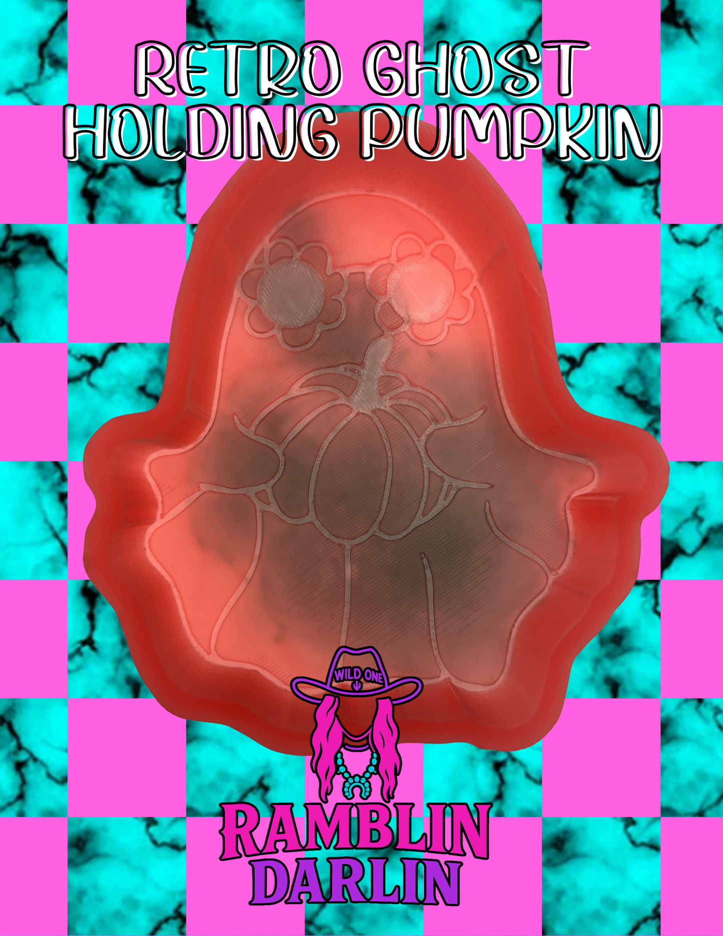 Retro Ghost Holding Pumpkin Mold