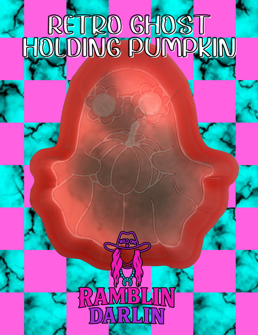 Retro Ghost Holding Pumpkin Mold