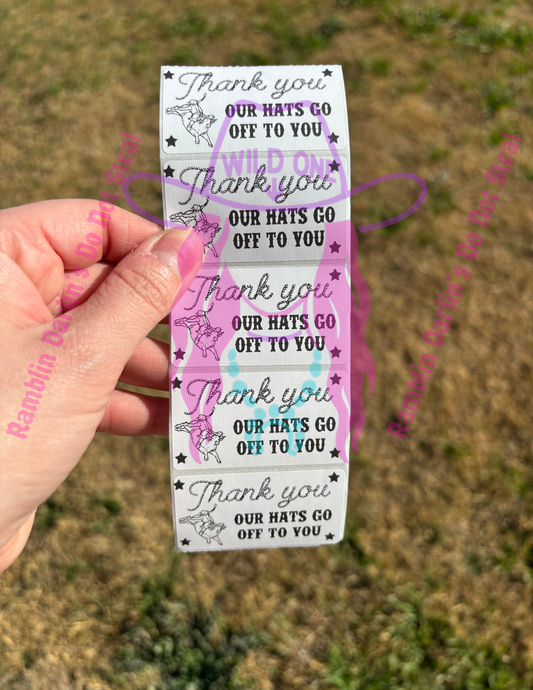 Thank You Bull Rider 2.25"x 1.25" Thermal Label (qty 100)