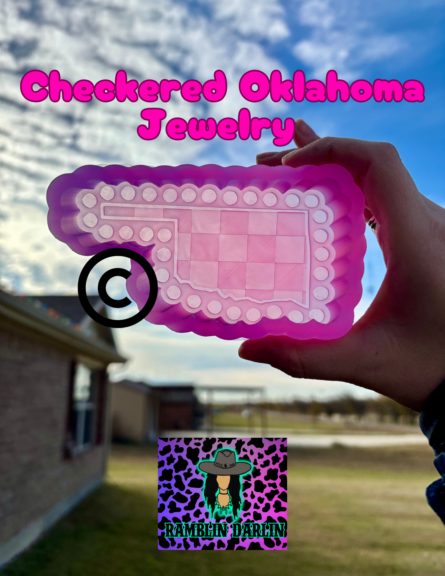 Checkered Oklahoma Jewelry Mold ©️