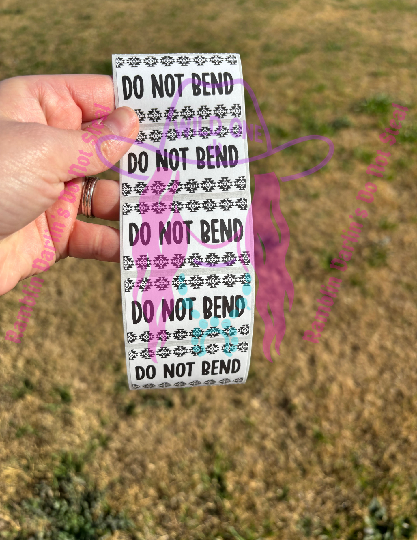 Do Not Bend Aztec Print 2.25"x 1.25" Thermal Label (qty 100)